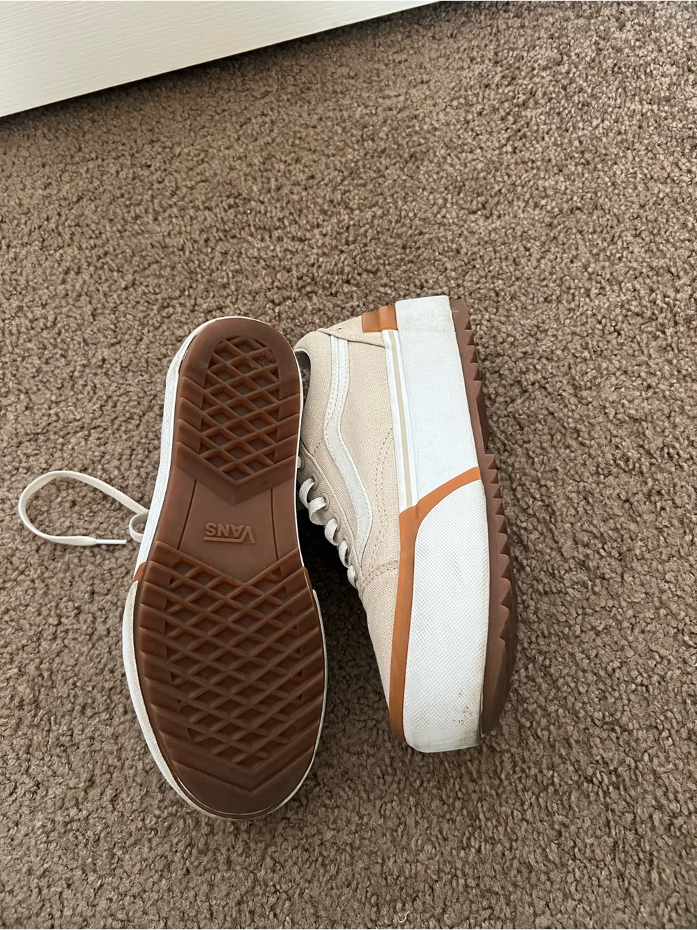 Vans Beige and Brown Platform Skate Sneakers